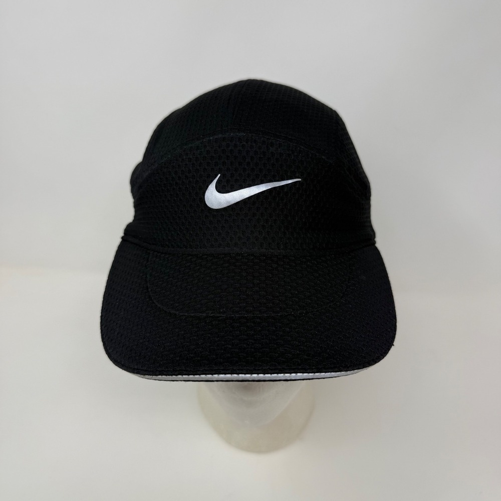 Nike Tailwind Dri Fit 6 Panel Black Hat Cap Running Tennis Golf Strapback‎
